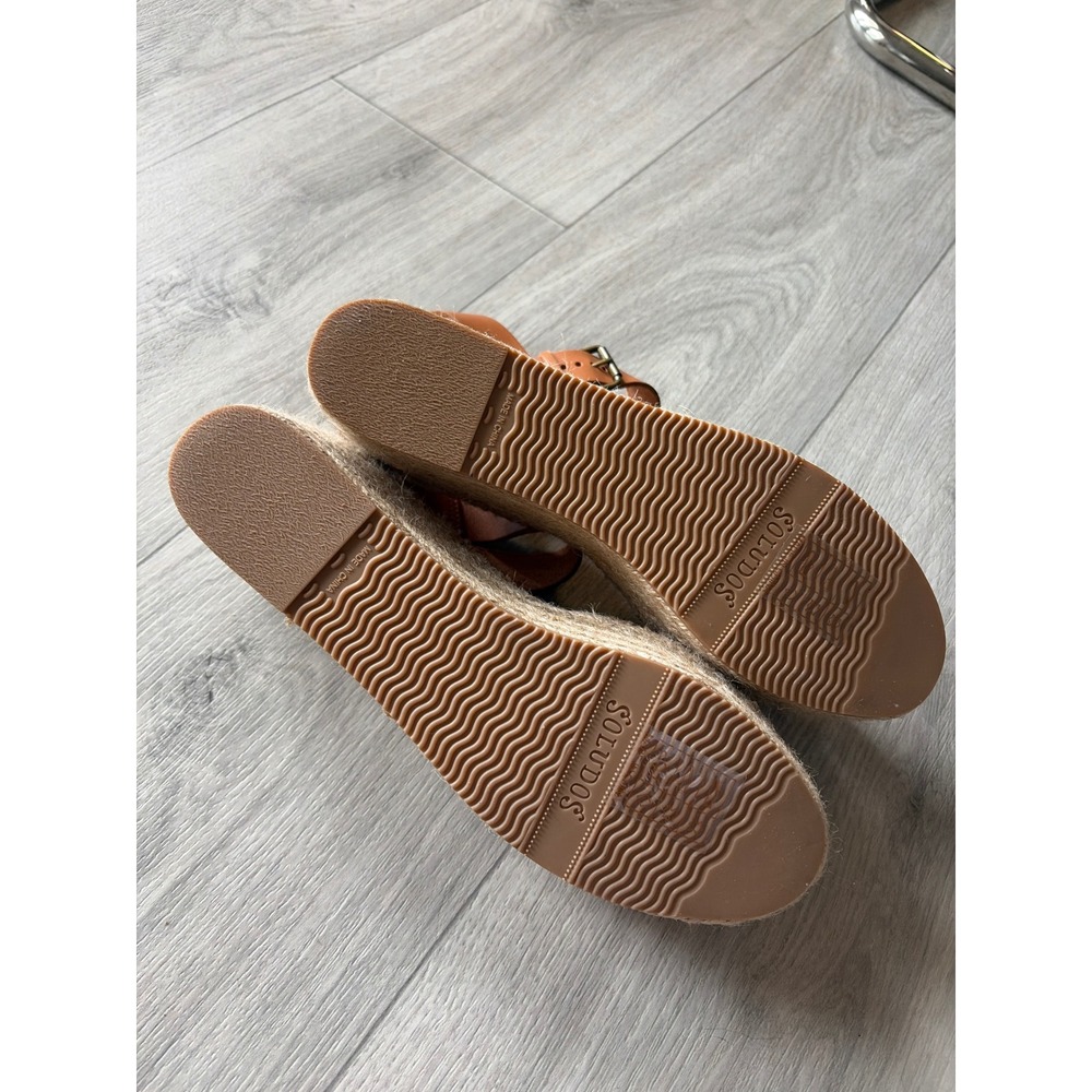 Soludos Minorca‎ High Platform Sandals Tan Leather Espadrille Wedge Womens 11 - Picture 2 of 5